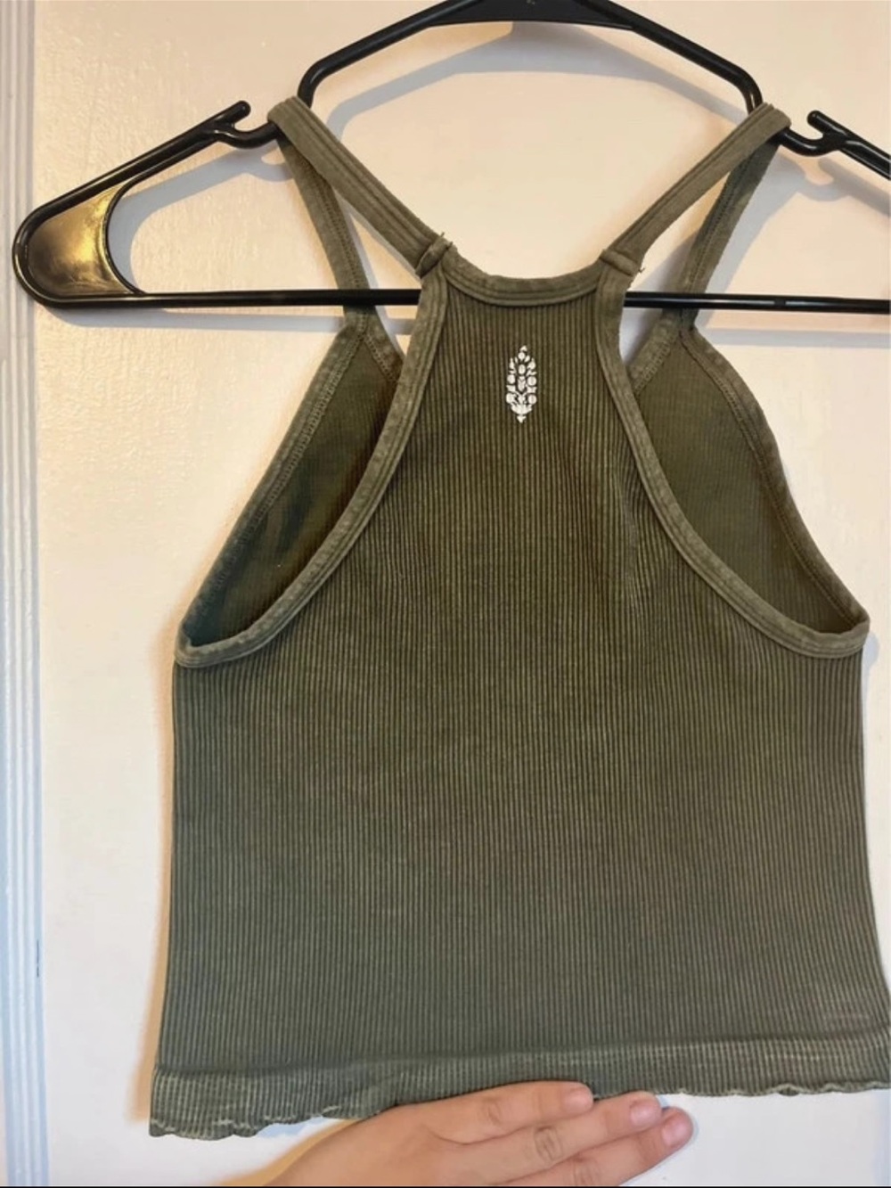 Free people Olive Ribbed Racerback Crop Top